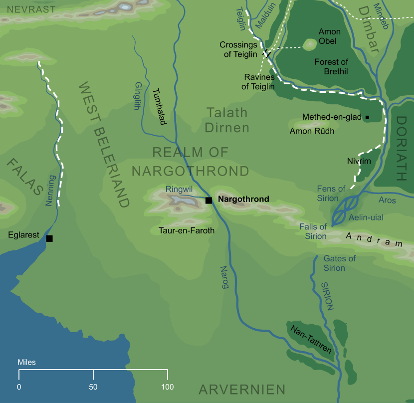 Map of Nargothrond and Its Realm