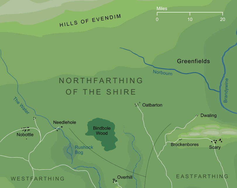 Map of the Northfarthing of the Shire