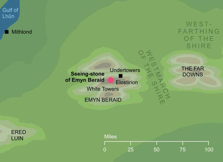 Map of the Seeing-stone of Emyn Beraid