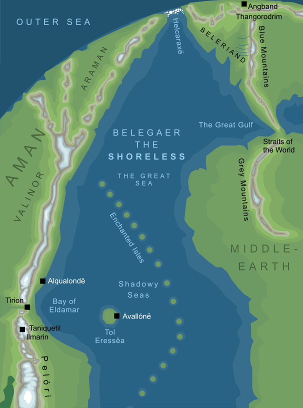 Map of the Great Sea, Belegaer the Shoreless