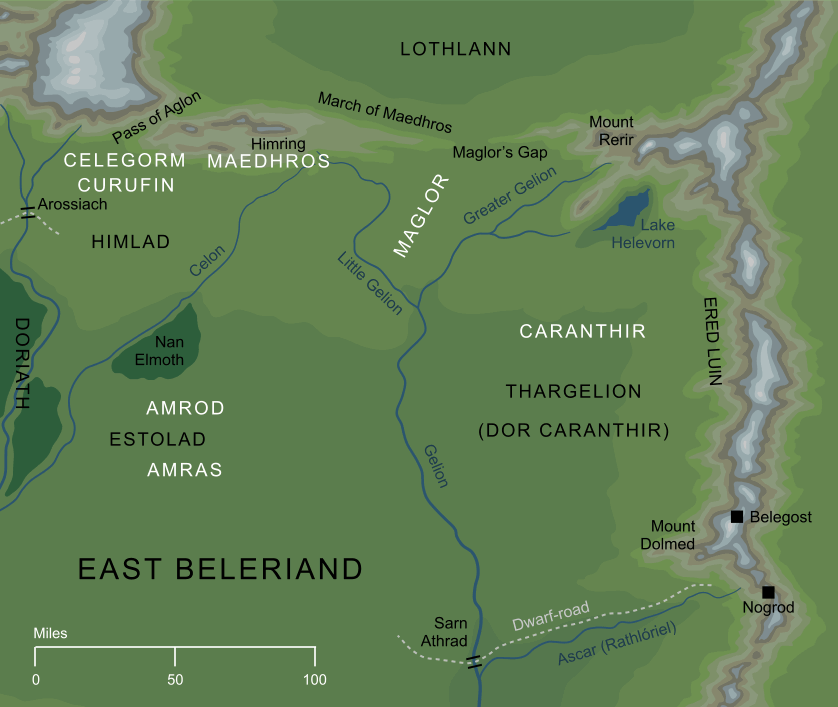 Map of the lands of the Fëanorians